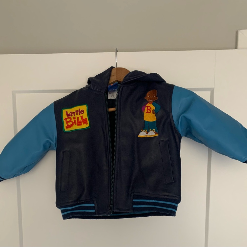 Kids toddler Jacket - Navy Blue Body and Light Blue Sleeves and hood - Picture 2 of 9